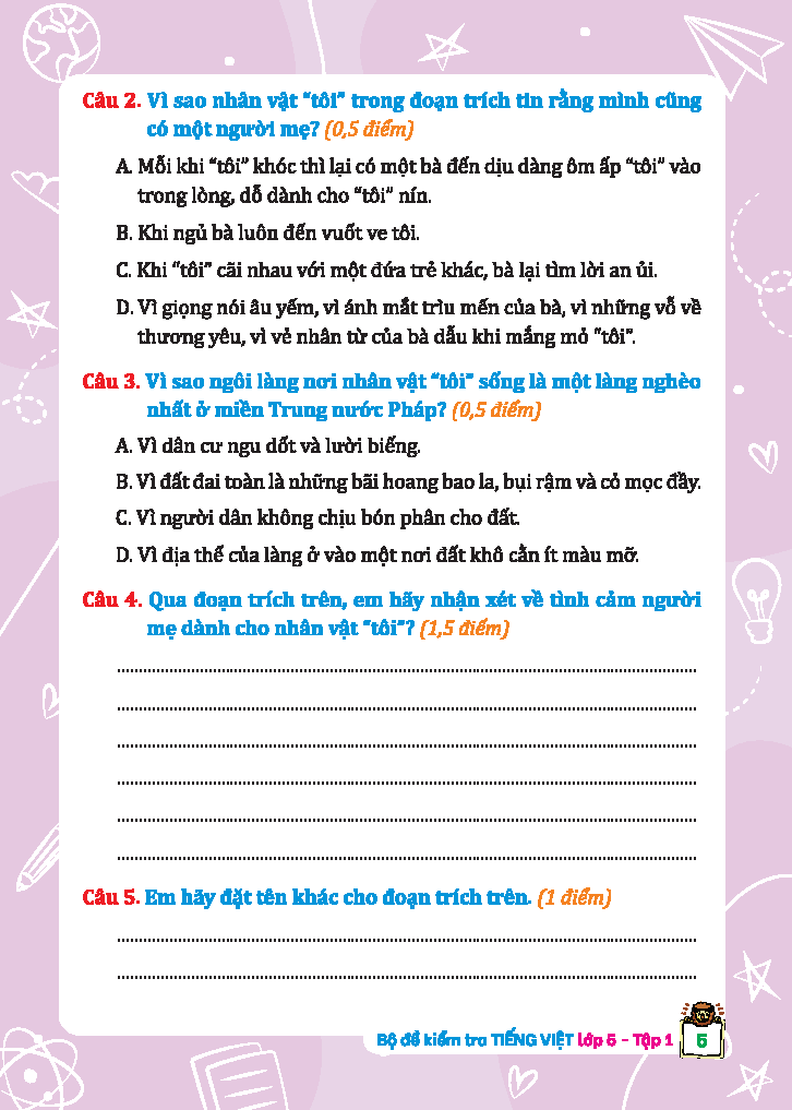 Bộ Bộ Đề Kiểm Tra Tiếng Việt 5 - Tập 1 (Kết Nối) (Sách Màu) - Ảnh 5