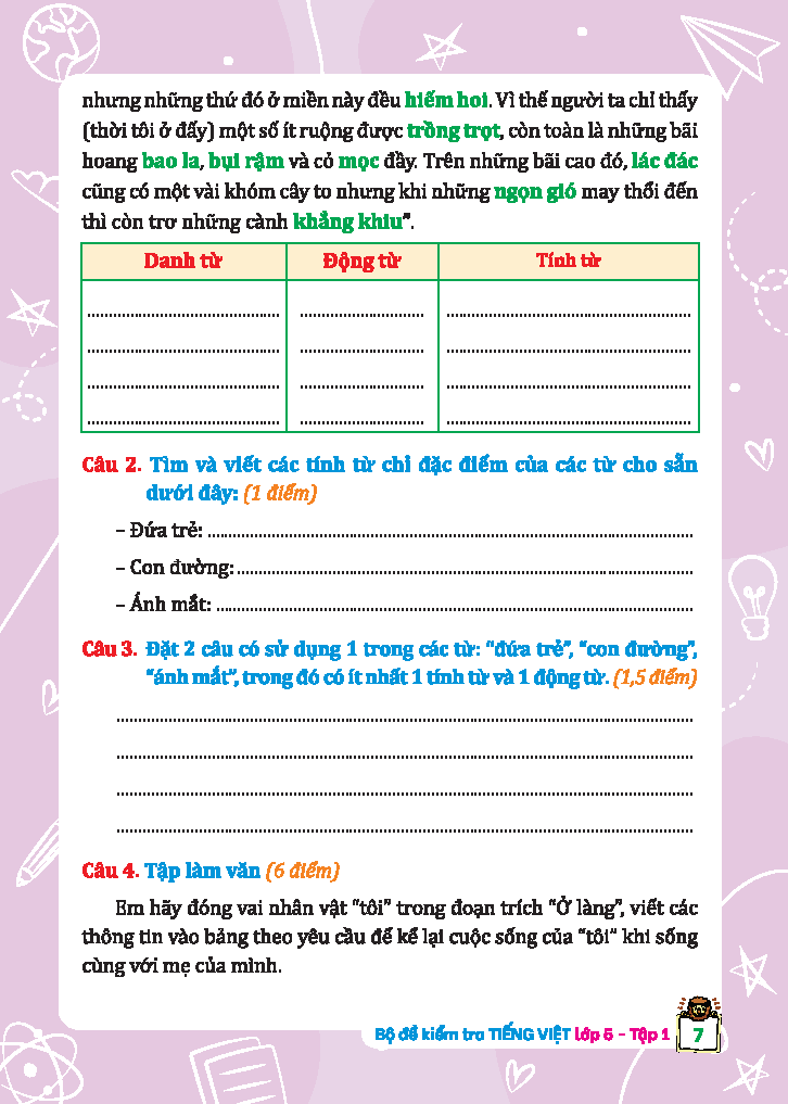 Bộ Bộ Đề Kiểm Tra Tiếng Việt 5 - Tập 1 (Kết Nối) (Sách Màu) - Ảnh 7