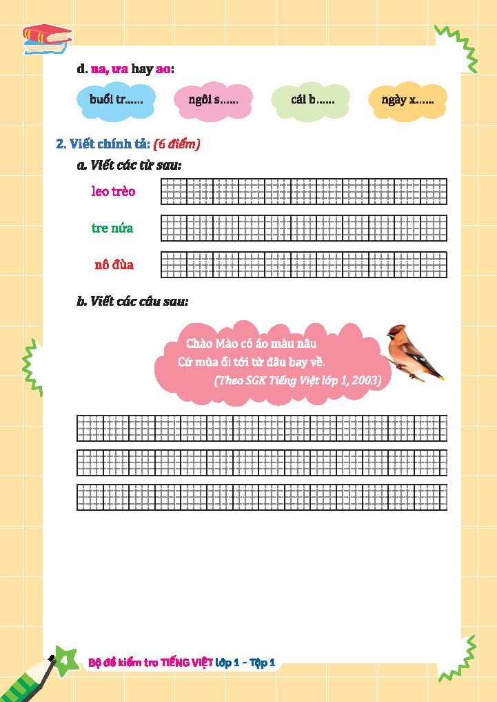 bộ bộ đề kiểm tra tiếng việt lớp 1 - tập 1 (kết nối) - Ảnh 5