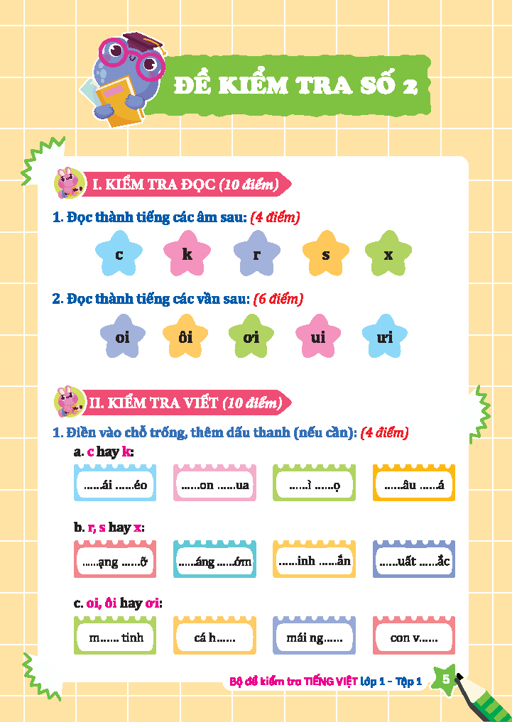 bộ bộ đề kiểm tra tiếng việt lớp 1 - tập 1 (kết nối) - Ảnh 6