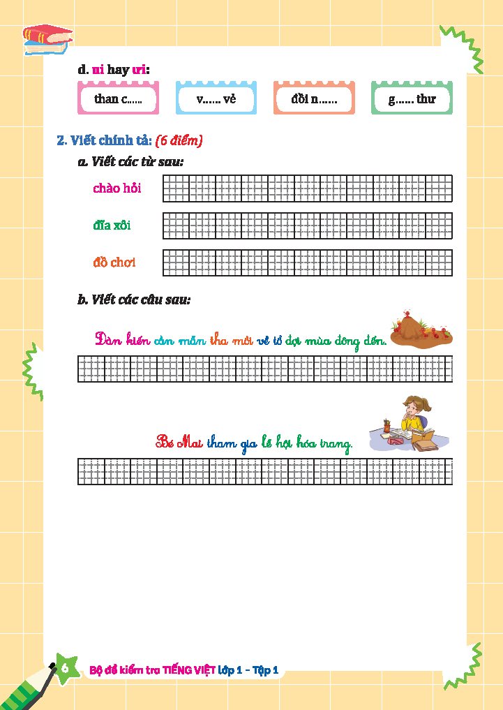 bộ bộ đề kiểm tra tiếng việt lớp 1 - tập 1 (kết nối) - Ảnh 7