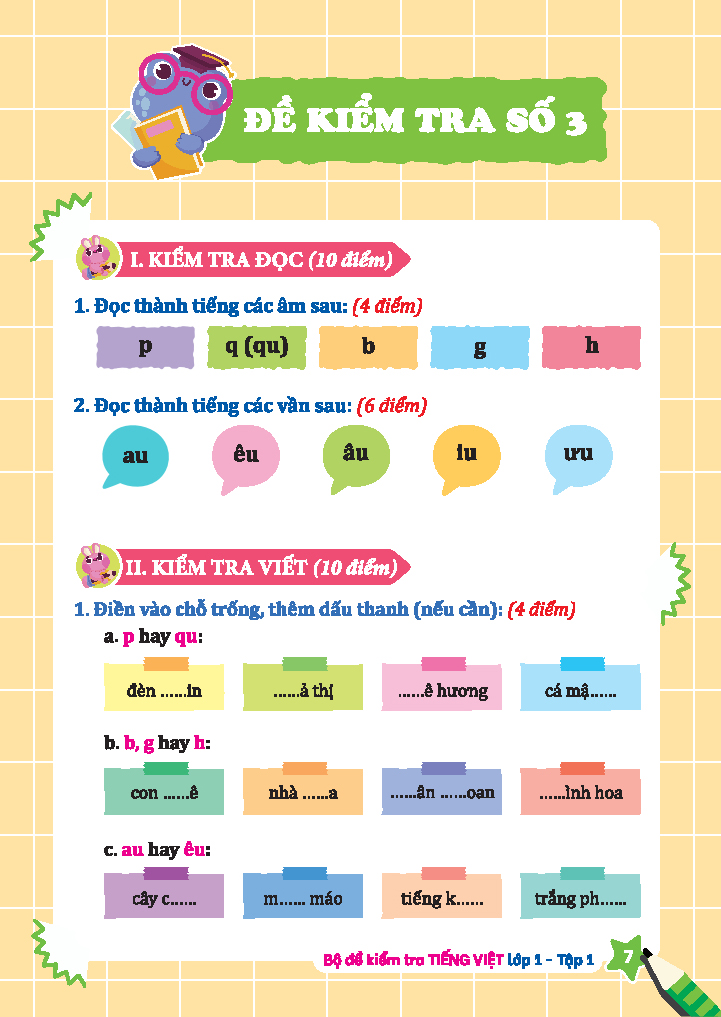 bộ bộ đề kiểm tra tiếng việt lớp 1 - tập 1 (kết nối) - Ảnh 8