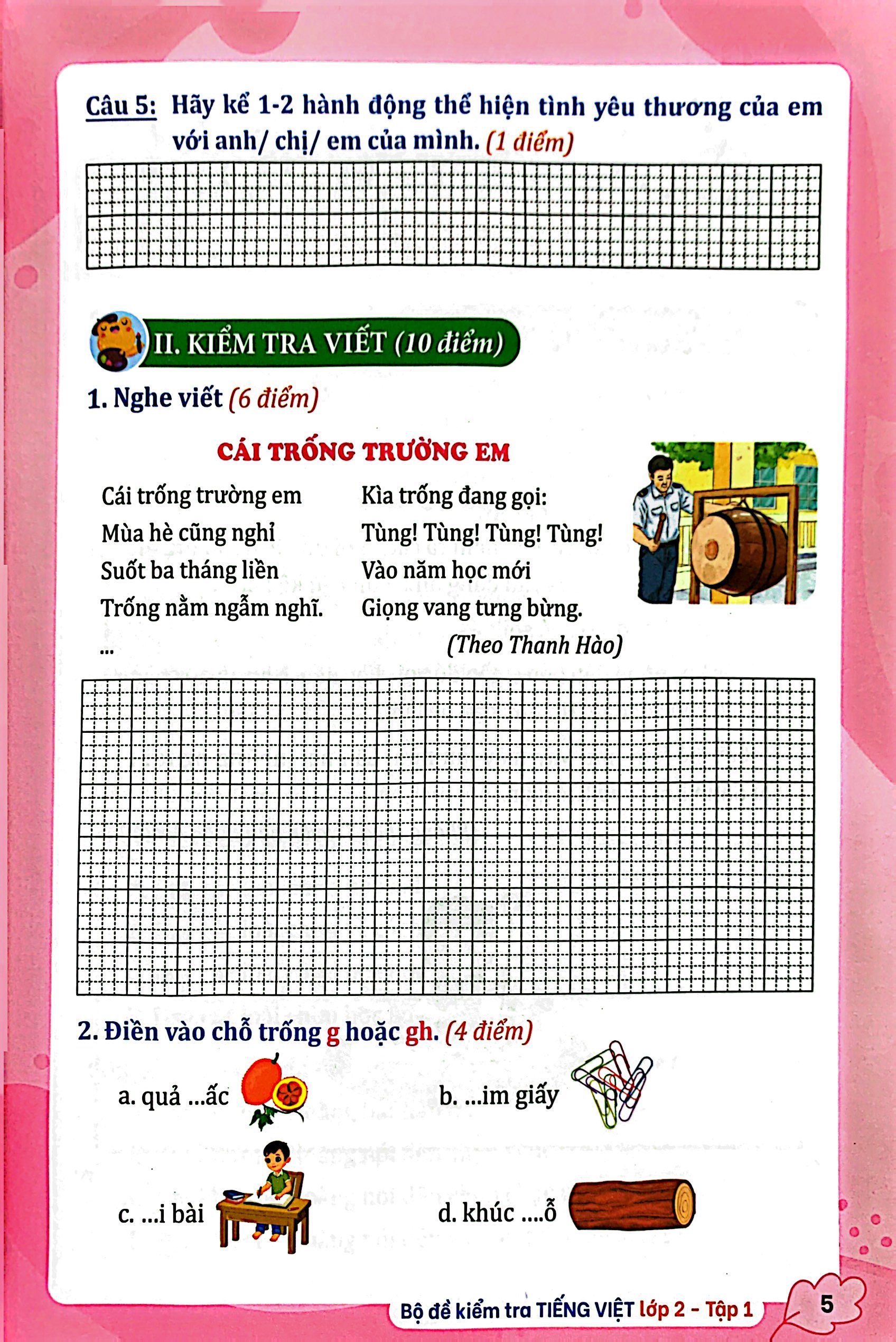 bộ bộ đề kiểm tra tiếng việt lớp 2 - tập 1 - Ảnh 6