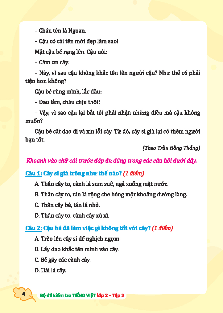 bộ bộ đề kiểm tra tiếng việt lớp 2 - tập 2 (kết nối) - Ảnh 5