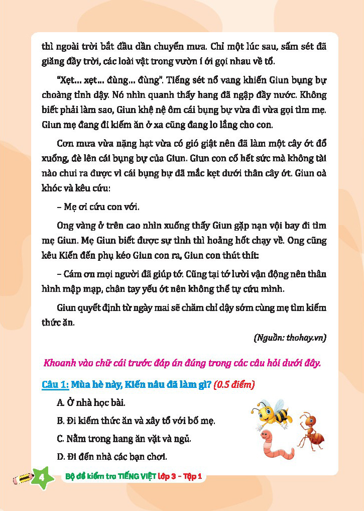 bộ bộ đề kiểm tra tiếng việt lớp 3 - tập 1 - Ảnh 6