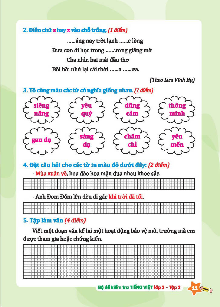 bộ bộ đề kiểm tra tiếng việt lớp 3 - tập 2 - Ảnh 9