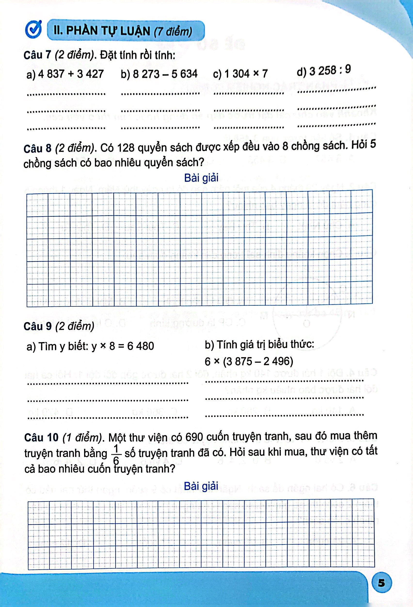 bộ bộ đề kiểm tra toán lớp 3 - tập 2 - Ảnh 6