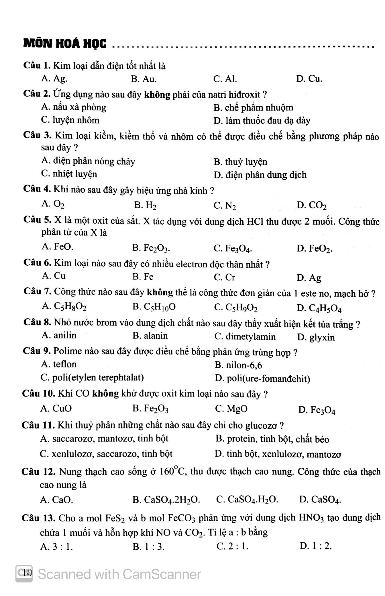 bộ bộ đề trắc nghiệm luyện thi thpt quốc gia 2020 - khoa học tự nhiên - tập 2 - tái bản - Ảnh 10