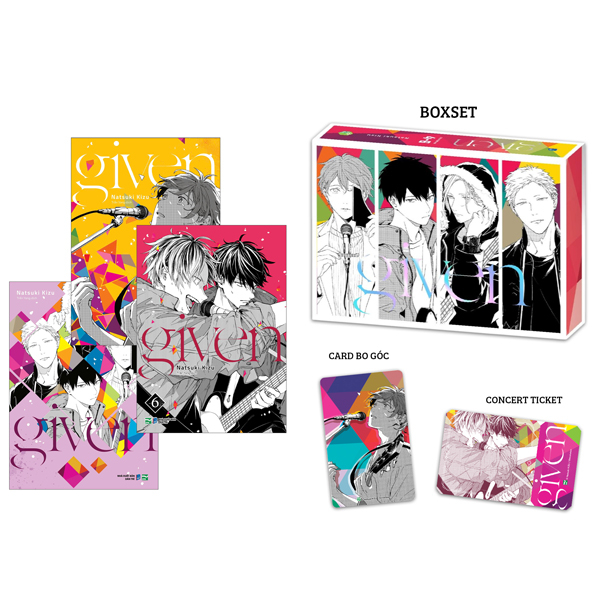 Bộ Bộ Manga - Given: Tập 4-6 (Bộ 3 Tập) - Bản Sưu Tầm - Tặng Kèm Boxset Nam Châm The Brigde + Concert Ticket + Card Bo Góc