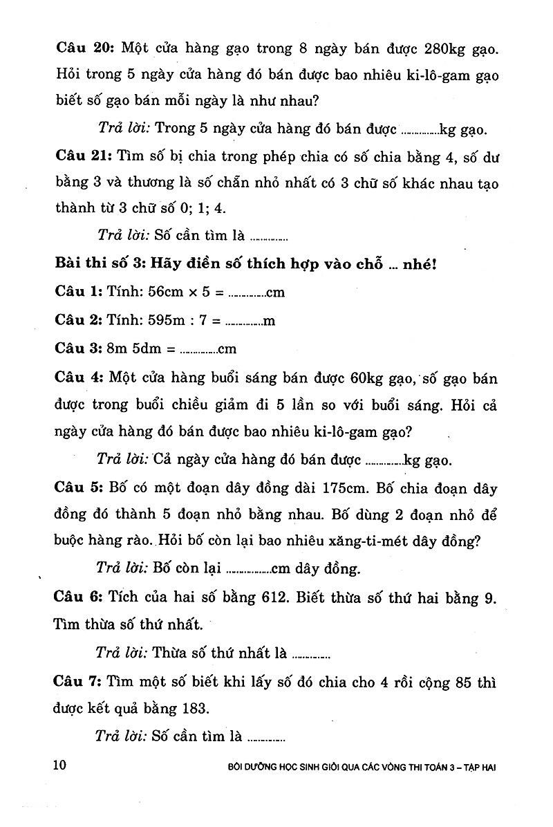 bộ bồi dưỡng học sinh giỏi qua các vòng thi toán lớp 3 (tập 2) - Ảnh 10