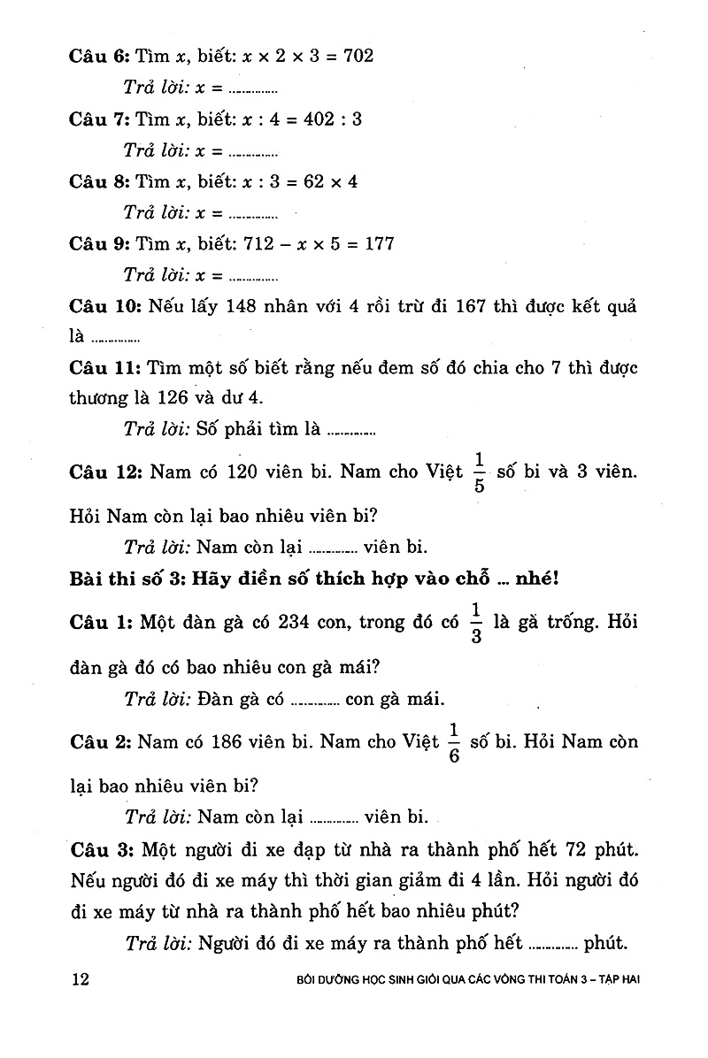 bộ bồi dưỡng học sinh giỏi qua các vòng thi toán lớp 3 (tập 2) - Ảnh 12
