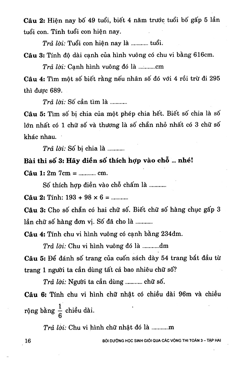 bộ bồi dưỡng học sinh giỏi qua các vòng thi toán lớp 3 (tập 2) - Ảnh 16
