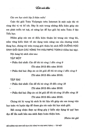 bộ bồi dưỡng học sinh giỏi qua các vòng thi violympic toán 2 - tập 1 - Ảnh 3