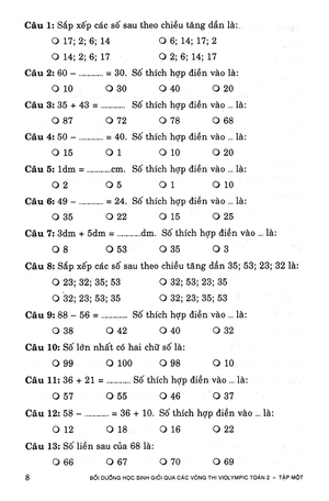 bộ bồi dưỡng học sinh giỏi qua các vòng thi violympic toán 2 - tập 1 - Ảnh 7