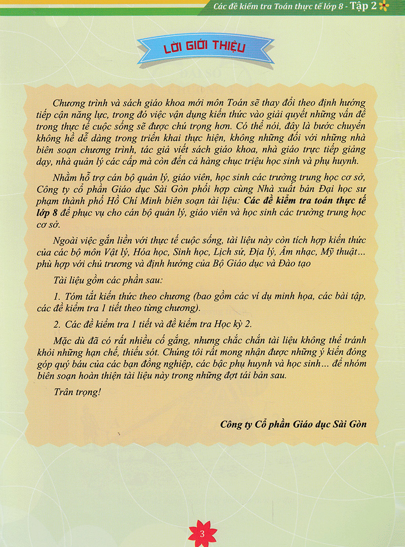 bộ các đề kiểm tra toán thực tế lớp 8 - tập 2 - Ảnh 3