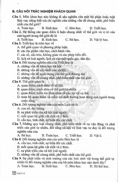 bộ câu hỏi trắc nghiệm khách quan giáo dục công dân 10 - Ảnh 4