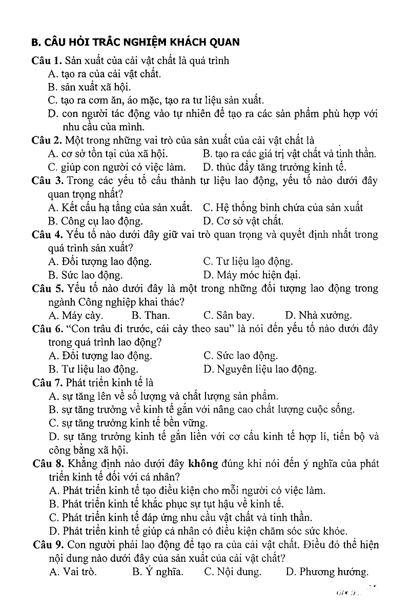 bộ câu hỏi trắc nghiệm khách quan giáo dục công dân 11 - Ảnh 5