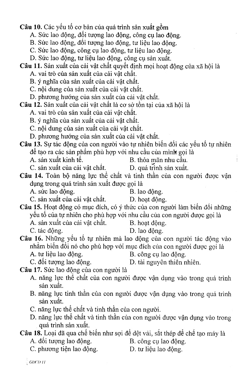 bộ câu hỏi trắc nghiệm khách quan giáo dục công dân 11 - Ảnh 6