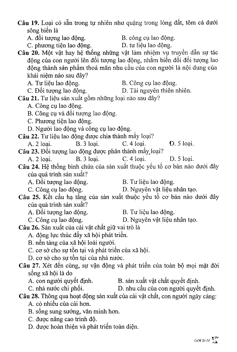 bộ câu hỏi trắc nghiệm khách quan giáo dục công dân 11 - Ảnh 7