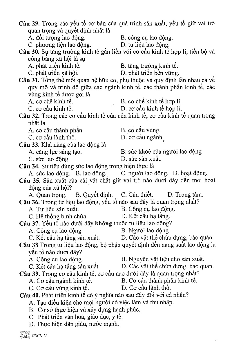bộ câu hỏi trắc nghiệm khách quan giáo dục công dân 11 - Ảnh 8
