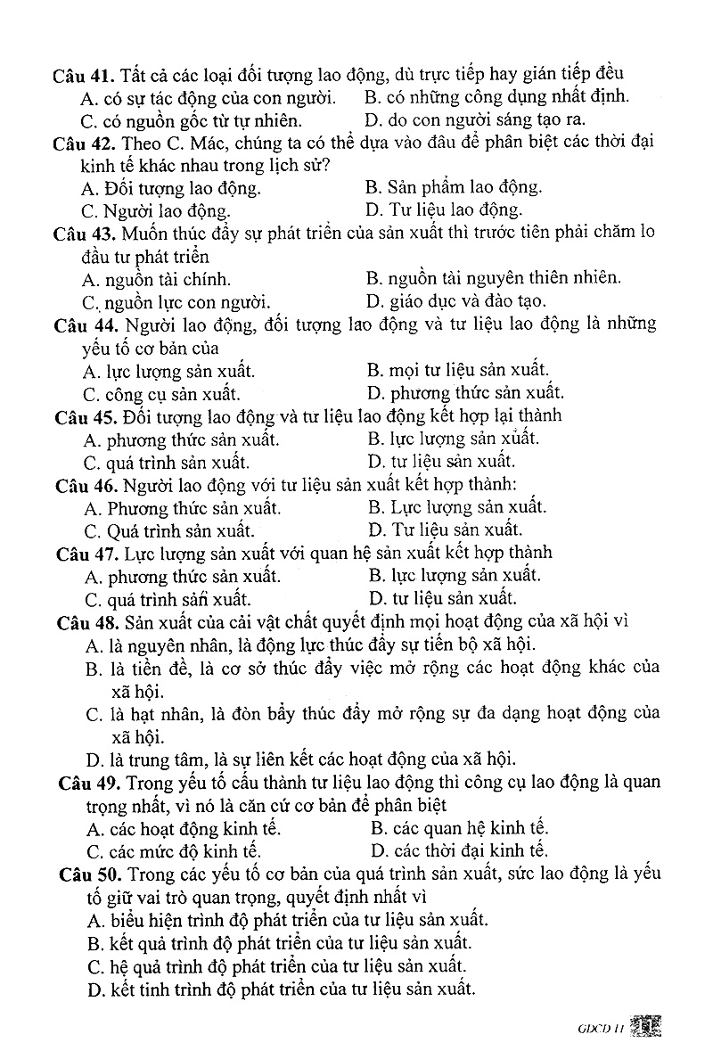 bộ câu hỏi trắc nghiệm khách quan giáo dục công dân 11 - Ảnh 9