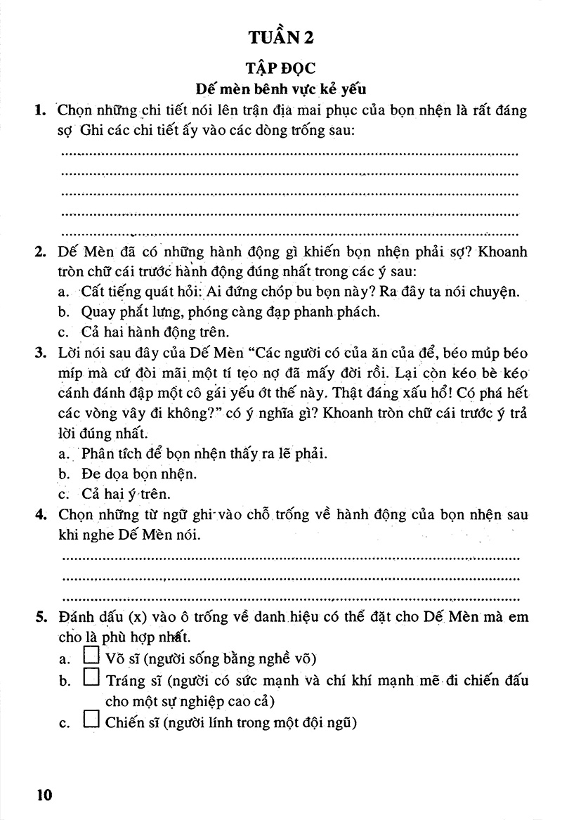 bộ câu hỏi và bài tập trắc nghiệm tiếng việt 4 - tập 1 - Ảnh 10