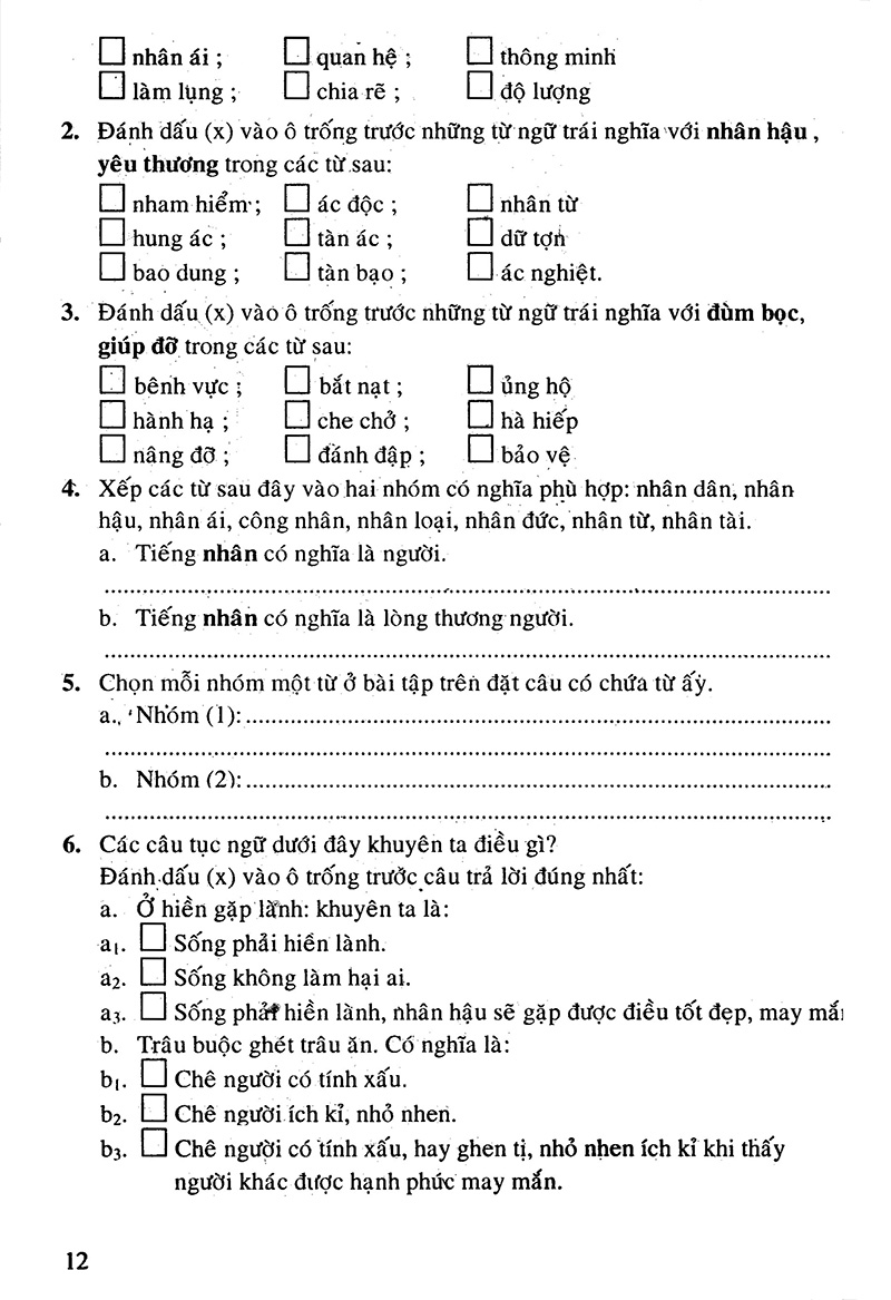 bộ câu hỏi và bài tập trắc nghiệm tiếng việt 4 - tập 1 - Ảnh 12