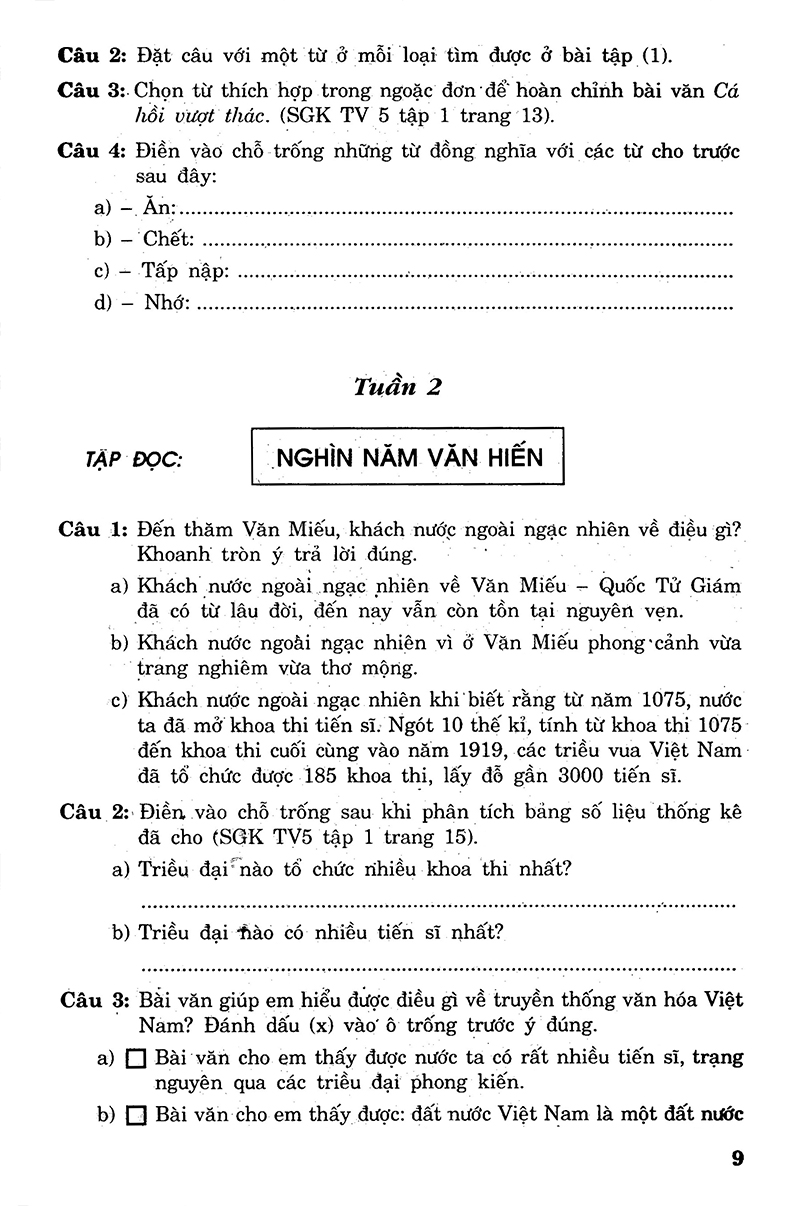 bộ câu hỏi và bài tập trắc nghiệm tiếng việt 5 - tập 1 - Ảnh 8