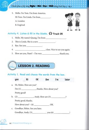 bộ chinh phục 4 kỹ năng tiếng anh nghe - nói - đọc - viết lớp 4 - tập 1 - Ảnh 10