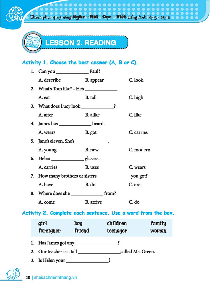 bộ chinh phục 4 kỹ năng tiếng anh nghe - nói - đọc - viết lớp 5 - tập 2 - Ảnh 12