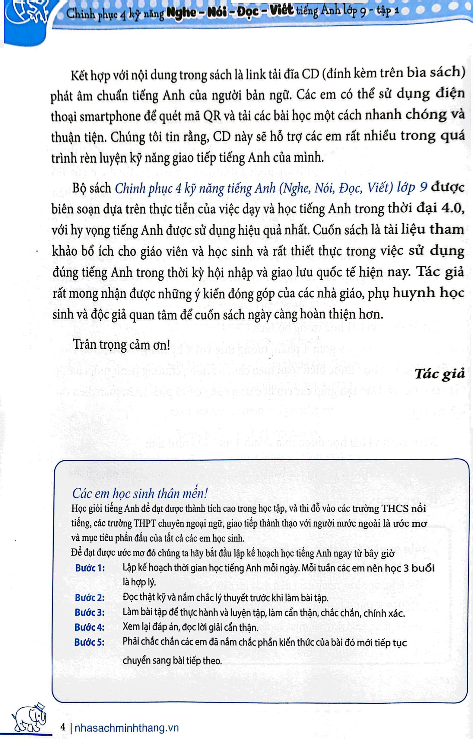 bộ chinh phục 4 kỹ năng tiếng anh nghe - nói - đọc - viết lớp 9 - tập 1 - Ảnh 4