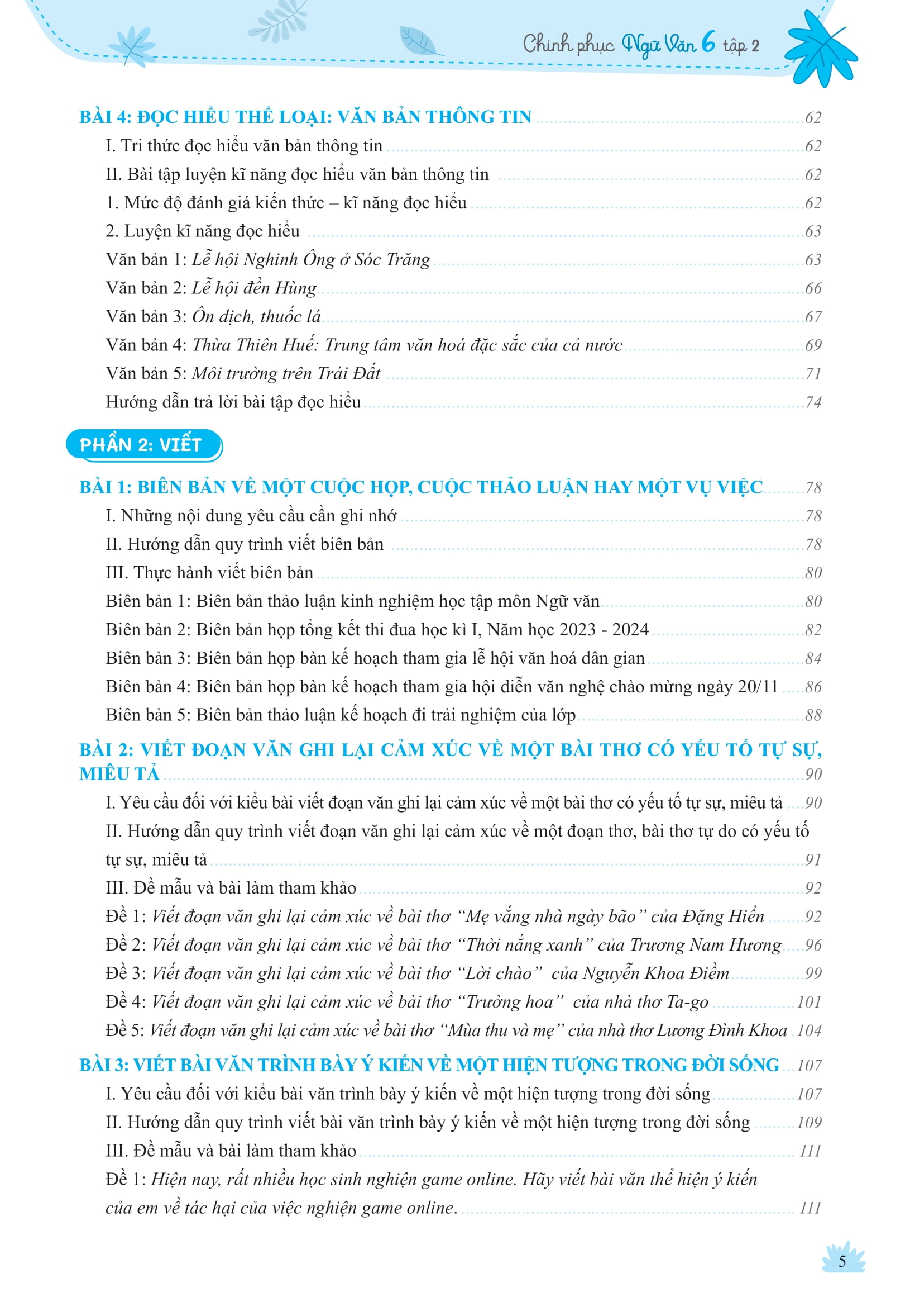 Bộ Chinh Phục Ngữ Văn - Kỹ Năng Đọc Hiểu Và Viết Theo Các Thể Loại Lớp 6 - Tập 2 - Ảnh 6