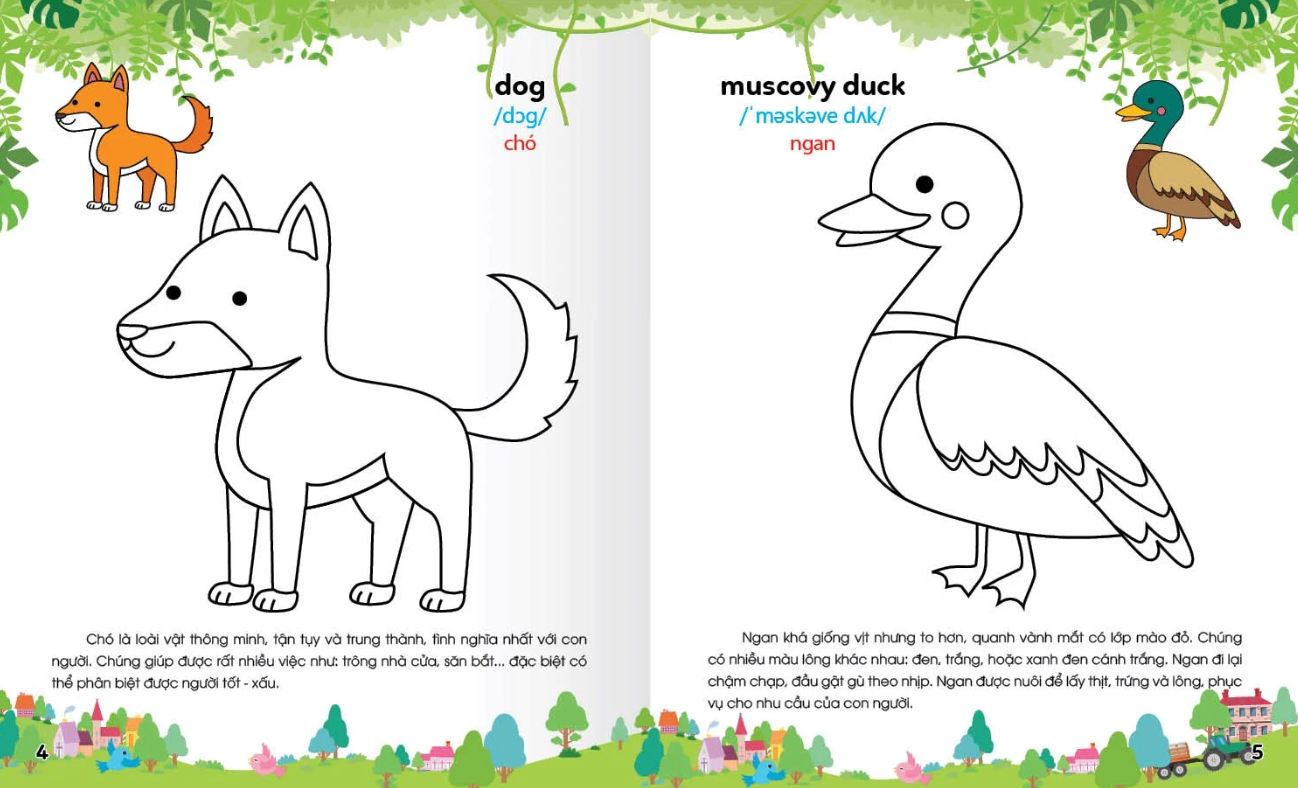 bộ colouring 365 ngày tô màu - khám phá thế giới phát triển trí tuệ - cuốn 1: động vật nuôi, chim, cá - Ảnh 4