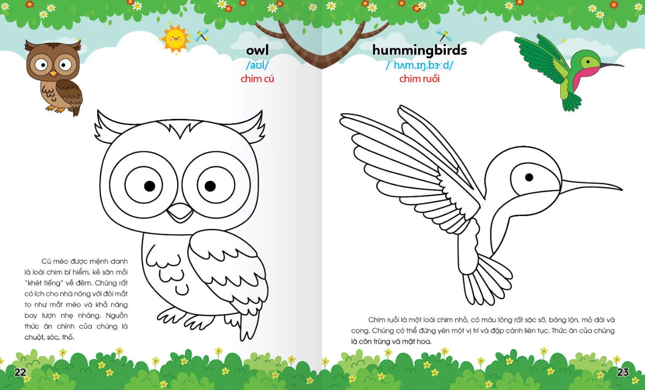 bộ colouring 365 ngày tô màu - khám phá thế giới phát triển trí tuệ - cuốn 1: động vật nuôi, chim, cá - Ảnh 5