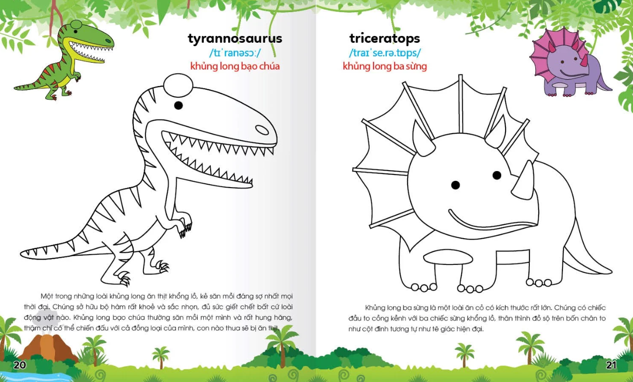 bộ colouring 365 ngày tô màu - khám phá thế giới phát triển trí tuệ - cuốn 2: động vật hoang dã, khủng long, bò sát, côn trùng - Ảnh 5