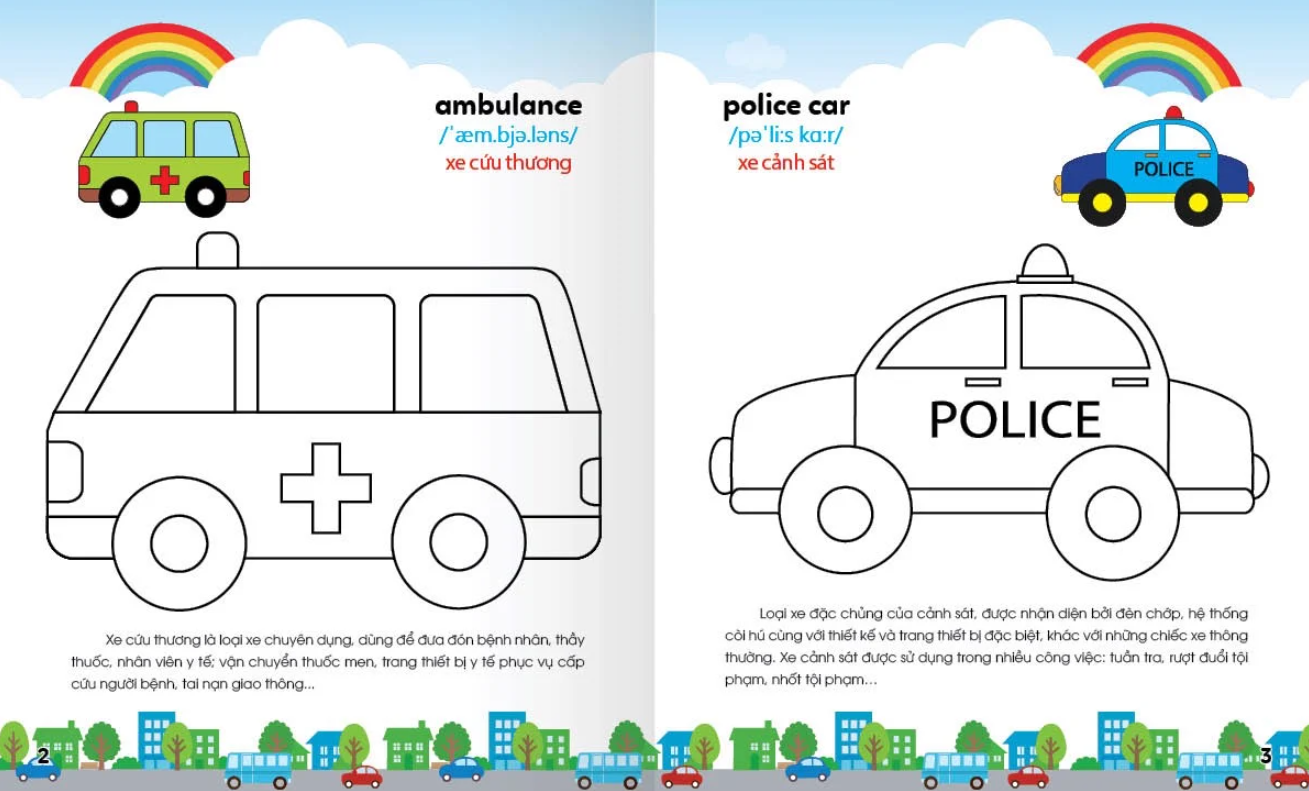 bộ colouring 365 ngày tô màu - khám phá thế giới phát triển trí tuệ - cuốn 4: giao thông, đồ dùng gia đình, đồ dùng học sinh - Ảnh 3