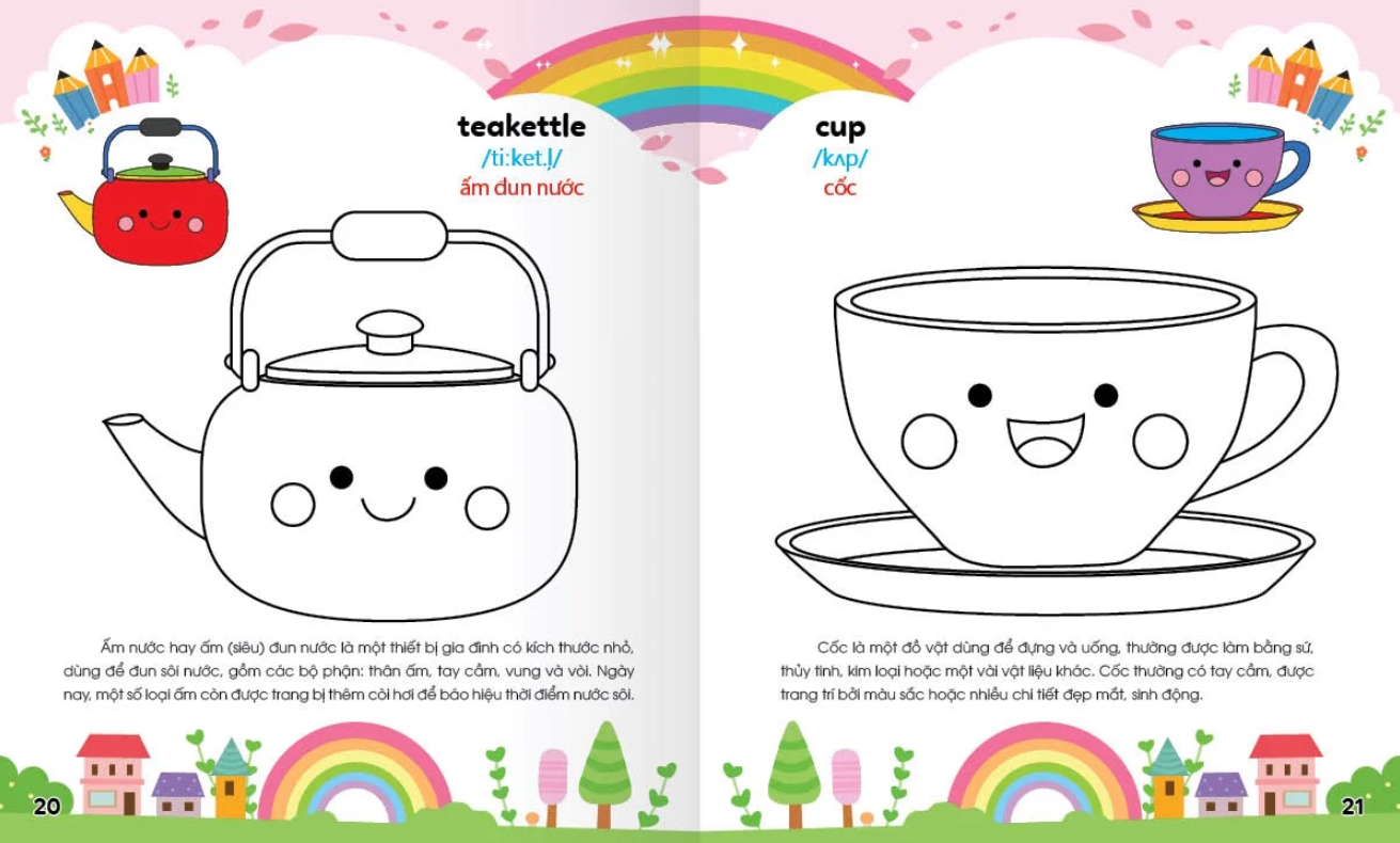 bộ colouring 365 ngày tô màu - khám phá thế giới phát triển trí tuệ - cuốn 4: giao thông, đồ dùng gia đình, đồ dùng học sinh - Ảnh 5