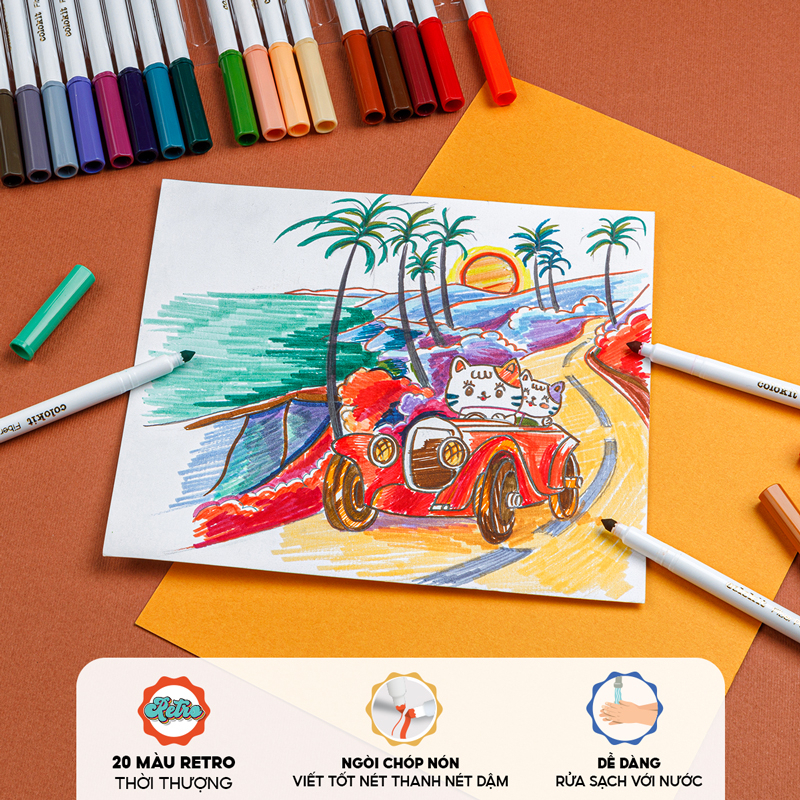 bộ combo sách tô bình yên vẽ hạnh phúc + hộp 20 bút lông màu rửa được washable fiber pen - colokit swm-c009 (bộ 2 cuốn) - Ảnh 10