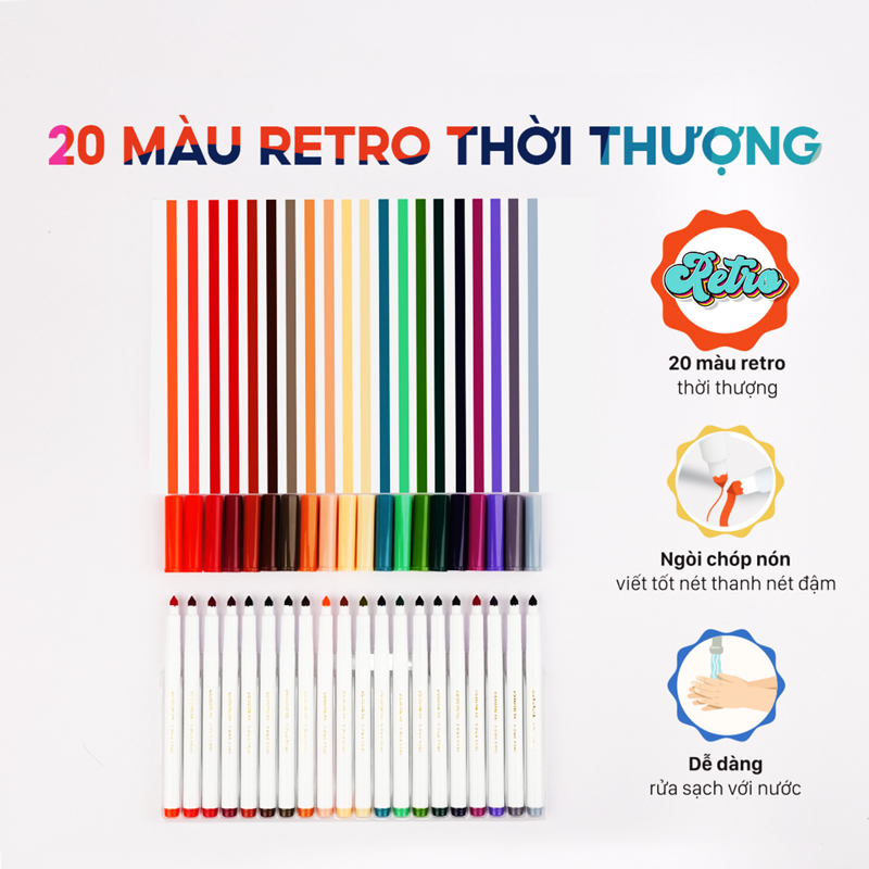 bộ combo sách tô bình yên vẽ hạnh phúc + hộp 20 bút lông màu rửa được washable fiber pen - colokit swm-c009 (bộ 2 cuốn) - Ảnh 14