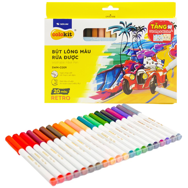 bộ combo sách tô bình yên vẽ hạnh phúc + hộp 20 bút lông màu rửa được washable fiber pen - colokit swm-c009 (bộ 2 cuốn) - Ảnh 5
