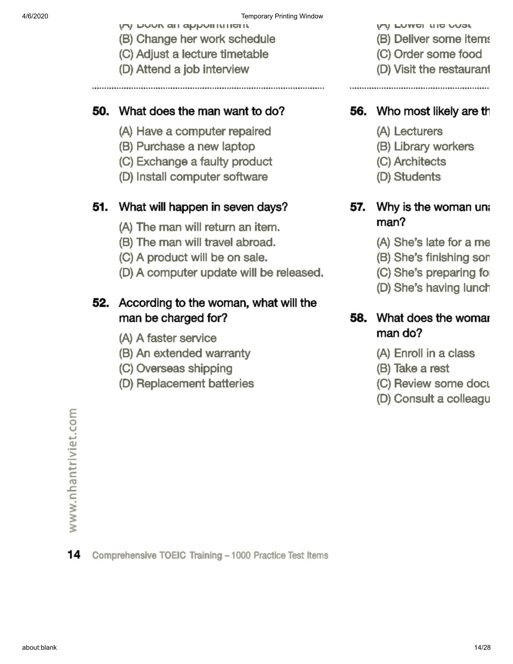 bộ comprehensive toeic training 1000 practice test items (vol 2) - kèm cd - Ảnh 15