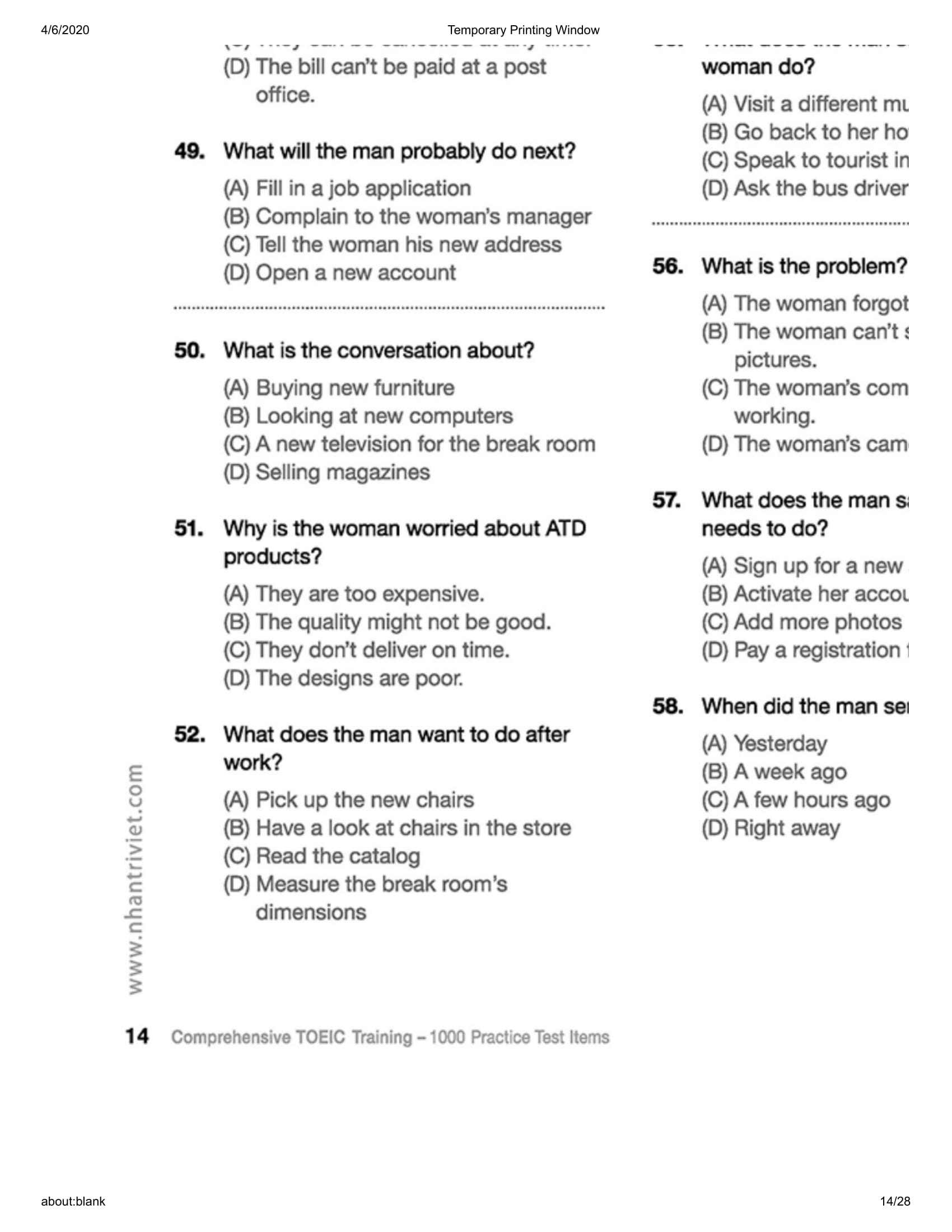 bộ comprehensive toeic training 1000 practice test items (vol 3) - kèm cd - Ảnh 15