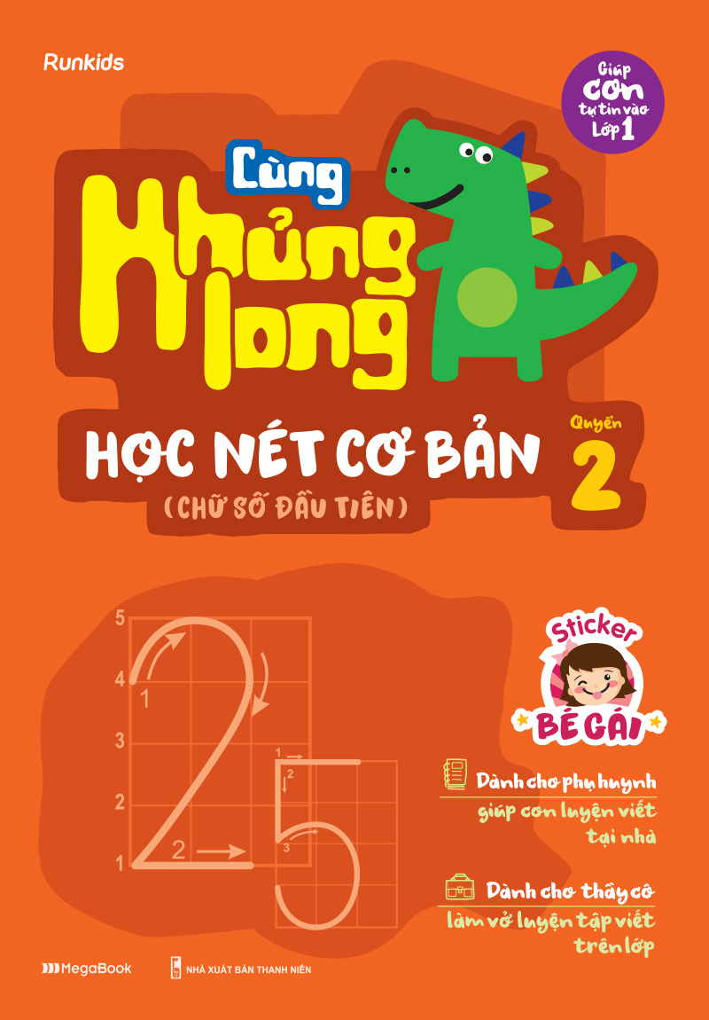 bộ cùng khủng long học nét cơ bản quyển 2 (chữ số đầu tiên) bé gái - Ảnh 2