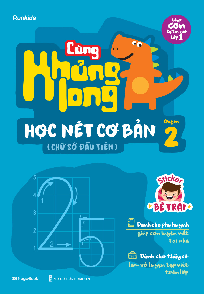 bộ cùng khủng long học nét cơ bản quyển 2 (chữ số đầu tiên) bé trai - Ảnh 2