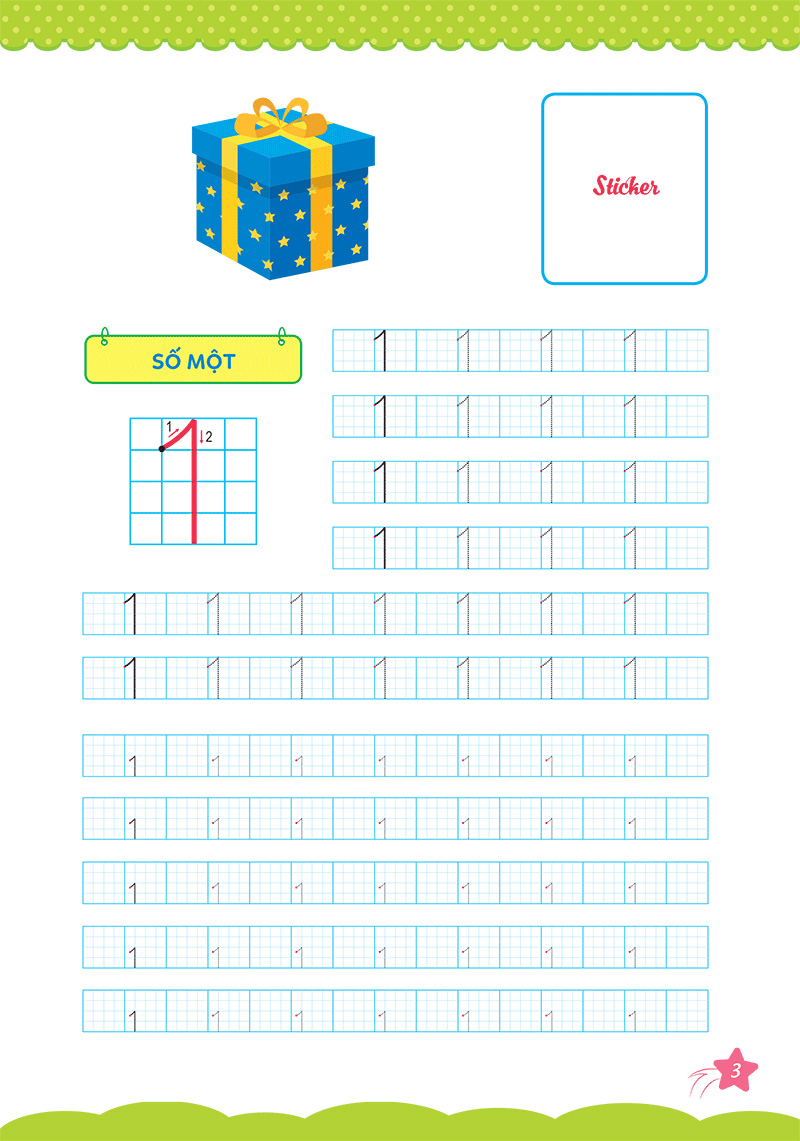 bộ cùng khủng long học nét cơ bản quyển 2 (chữ số đầu tiên) bé trai - Ảnh 4