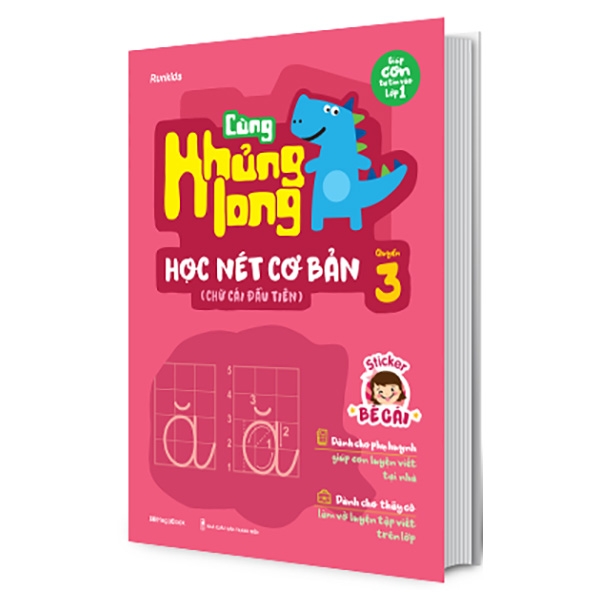 bộ cùng khủng long học nét cơ bản quyển 3 (chữ cái đầu tiên) bé gái - Ảnh 2