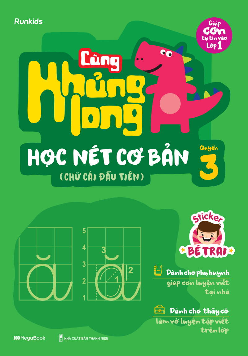 bộ cùng khủng long học nét cơ bản quyển 3 (chữ cái đầu tiên) bé trai - Ảnh 2