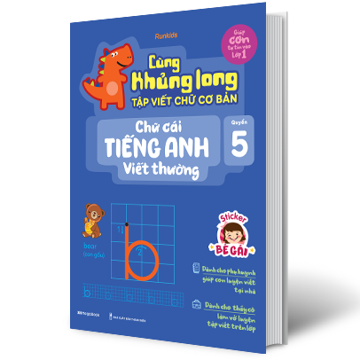 bộ cùng khủng long tập viết chữ cơ bản - chữ cái tiếng anh viết thường - quyển 5 (sticker bé gái) - Ảnh 9