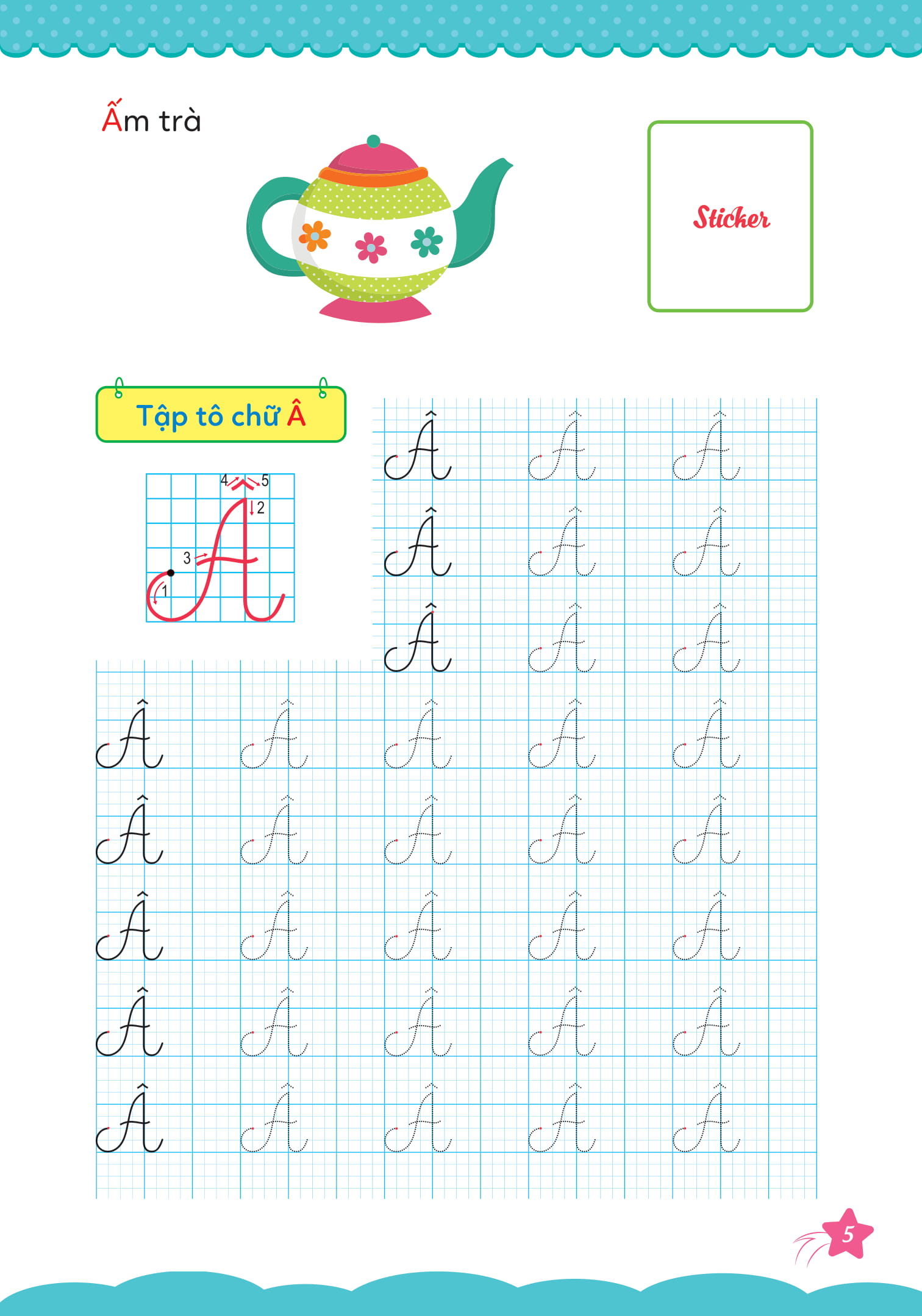 bộ cùng khủng long tập viết chữ cơ bản - chữ cái tiếng việt viết hoa - quyển 6 (sticker bé gái) - Ảnh 6