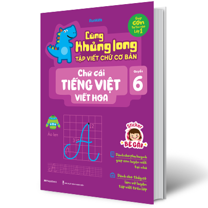 bộ cùng khủng long tập viết chữ cơ bản - chữ cái tiếng việt viết hoa - quyển 6 (sticker bé gái) - Ảnh 8